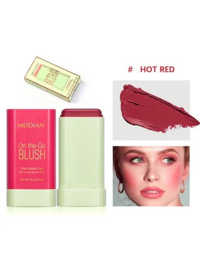 Meidián Blush Stick, Blush Cream for Cheeks Eyes Lips,Blush in Natural with Waterproof Sweat-Resistant, Tinted Solid Stick with Long Lasting, Nude Makeup Multi-Use Color Stick Creamy Blush, Hot Red - Image 3